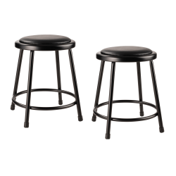 National Public Seating 6400 Series Vinyl-Padded Science Stools, 18"H, Black, Pack Of 2 Stools