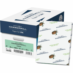 Hammermill® Colors Recycled Copy Paper, Green, Letter (8.5" x 11"), 5000 Sheets Per Case, 20 Lb