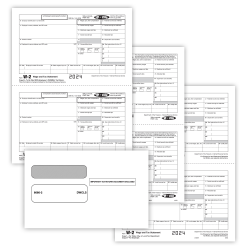ComplyRight® W-2 Tax Form Set, 5-Part, Recipient Copy Only, 2-Up, 8-1/2" x 11", Pack Of 50 Forms And Envelopes