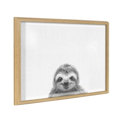 Kate and Laurel Blake Non-Magnetic Framed Dry-Erase Printed Glass, 18" x 24", Sloth by Simon Te of Tai Prints, Natural Plastic Frame
