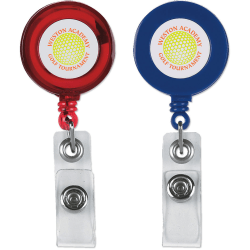 Custom Full-Color Retractable Badge Holder, 3-1/8" x 1-1/4", Assorted Colors