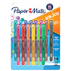 Paper Mate® Inkjoy Gel 600ST Stick Pens, Medium Point, 0.7 mm, Assorted Ink Colors, Pack Of 14