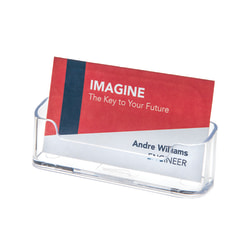 Deflecto Single-Compartment Business Card Holder, 50-Card Capacity, Clear