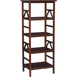 Linon Rockport 55"H 4-Shelf Home Office Bookcase, Antique Tobacco