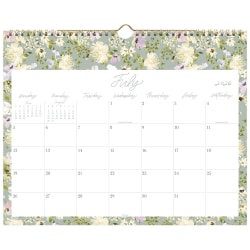 Leah Bisch™ for Mead Cambridge® Academic 2026-2027 Monthly Wall Calendar, Floral, Medium, 15" x 12"