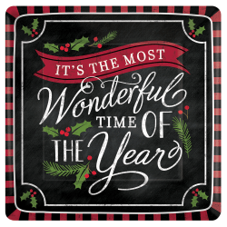 Amscan Christmas Most Wonderful Time Paper Plates, 7", Multicolor, 18 Plates Per Pack, Set Of 3 Packs