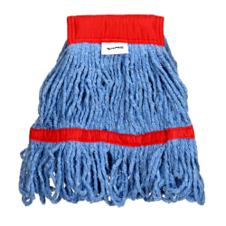 Alpine Industries Cotton Loop-End Mop Heads With 5" Head And Tail Bands, 16 Oz, Blue/Red, Set Of 12 Heads