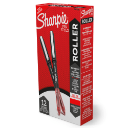 Sharpie® Rollerball Pens, Needle Point, 0.5 mm, Red Ink, Pack Of 12