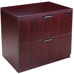 Boss Office Products 31"W x 22"D Lateral 2-Drawer File Cabinet, Mahogany