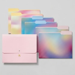 Office Depot® Brand Project Folder, Letter Size, 1-1/4" Expansion, Pink/Aura Stripe, Total Qty 1