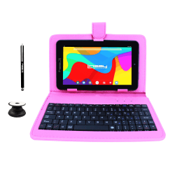 Linsay F7 Tablet, 7" Screen, 2GB Memory, 64GB Storage, Android 13, Pink Keyboard