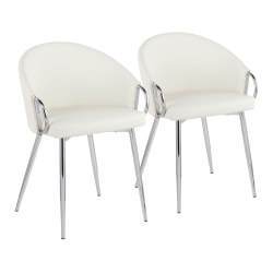 LumiSource Claire Chairs, White/Chrome, Set Of 2 Chairs