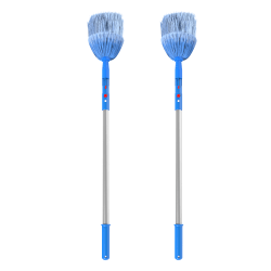 Gritt Commercial Cobweb Duster Brushes With 20" Poles, Blue/Silver, Pack Of 2 Brushes