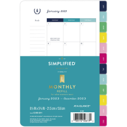 Simplified System by Emily Ley 2023 RY Monthly Refill, Loose-Leaf, Desk Size, 5 1/2" x 8 1/2"