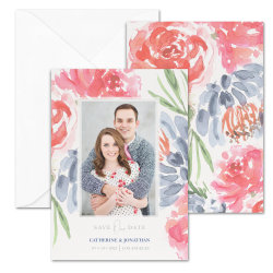 Custom Full-Color Save The Date Announcements With Envelopes, 5" x 7", Colorful Botanicals, Box Of 25 Cards