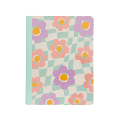 Eccolo Lena + Liam Back To School CompBook, 7-1/2" x 9-3/4", 1 Subject, College Rule, 80 Sheets, Daisy Checkerboard