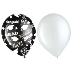 Amscan Latex Graduation Balloons, 12", Black, Pack Of 15 Balloons