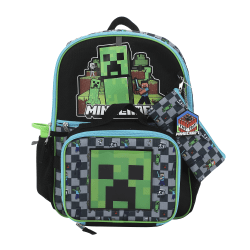 Bioworld Minecraft Backpack With Printed Water Bottle, Utility Case And Keychain, Multicolor