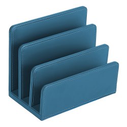 Realspace® Azura Vegan Leather Letter Sorter, 5-1/2"H x 6-7/8"W x 4"D, Blue