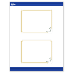 Avery® Print-To-The-Edge Postcards With Sure Feed® Technology, S00-DMV-PRMWC10, Rectangle Rounded Corners, 4-1/4" x 5-1/2", Matte White, Preprinted Double Gold Border with Florals Design, Pack Of 20
