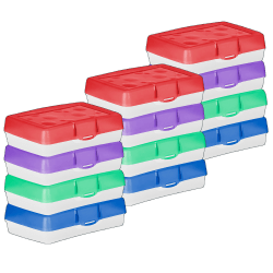 Storex Pencil Cases, 2-1/2"H x 8-3/8"W x 5-5/8"D, Assorted Colors, Pack Of 12 Cases