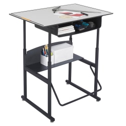 Safco® AlphaBetter® Adjustable-Height Stand-Up Desk, with Book Box, 36" x 24" Top, Gray/Black