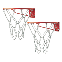 Champion Sports Steel Chain Basketball Nets, 6"H x 2"W x 7"D, Silver, Pack Of 2 Nets
