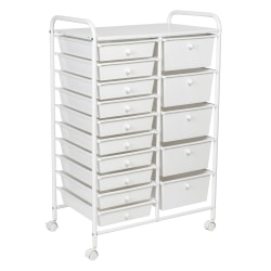 Honey Can Do Rolling Storage Cart, 15 Drawers, 31-1/8" x 13-13/16", White