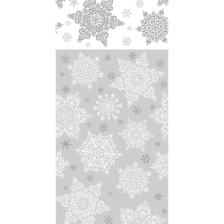 Amscan Christmas Shining Season Plastic Table Covers, 54" x 84", Silver, 3 Covers Per Pack, Case Of 2 Packs