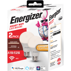 Energizer® Connect Smart A19 LED Light Bulbs, Warm White, Pack Of 2 Bulbs