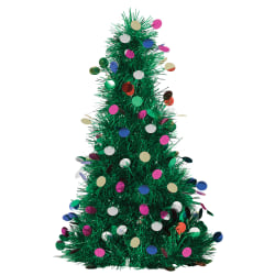 Amscan Christmas Tinsel Tree Centerpieces, 24" x 15", Green, Set Of 2 Centerpieces