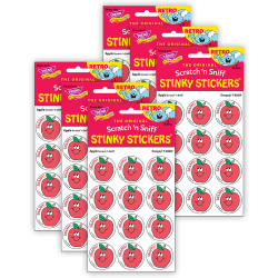 Trend Retro Scratch 'n Sniff Stinky Stickers, Snappy!/Apple, 24 Stickers Per Pack, Set Of 6 Packs