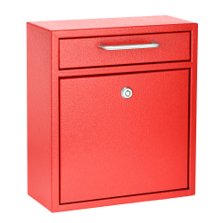 Alpine AdirOffice Medium Mail Wall Mount Drop Box With High Security Key Locking System, 12 H x 10 7/16 W x 4 1/2 D, Red