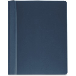 Business Source Letter Report Cover - 8 1/2" x 11" - 100 Sheets Capacity - 3 x Prong Fastener - Clear, Dark Blue - Textured, Non-stick - 25 / Box