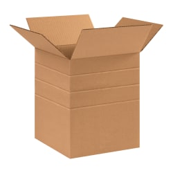 Partners Brand Multi-Depth Corrugated Boxes, 12" x 10" x 10", Kraft, Pack Of 25