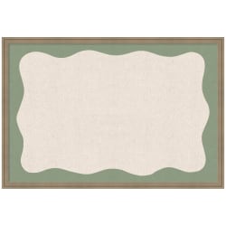 Kate and Laurel Framed Fabric Pinboard, 38 x 26, Printed Linen Pattern, Florence Light Brown Frame