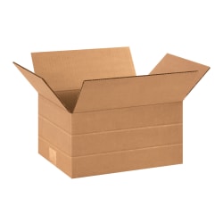 Partners Brand Multi-Depth Corrugated Boxes, 12" x 9" x 6", Kraft Pack Of 25