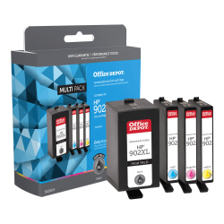 Office Depot® Remanufactured Black; Cyan; Magenta; Yellow High-Yield Ink Cartridge Replacement For HP 902XL, 902, Pack Of 4, OD902XLK902CMY