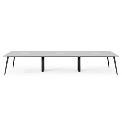 Branch Furniture 144"W 6-Person Computer Desk, Fog Top/Charcoal Leg