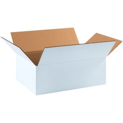 Partners Brand White Corrugated Boxes, 17 1/4" x 11 1/4" x 6", Pack Of 25