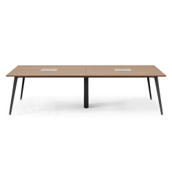 Branch Furniture Quad Computer Desk, 120" x 60", Walnut/Charcoal