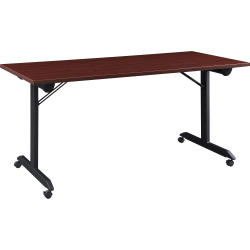 Lorell® Mobile Folding Training Table, 29-1/2"H x 63"W x 23-5/8"D, Black/Mahogany