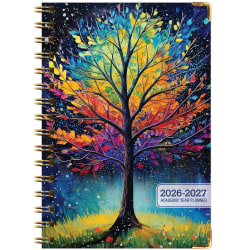 2026-2027 Excello Brands 14-Month Academic Year Hardcover Weekly/Monthly Fashion Planner, 5-1/2" x 8", Black Tree Seasons, May To June, Total Qty 1