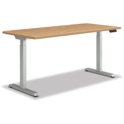 HON® Coze Worksurface With Coordinate Height-Adjustable Base, 48"W, Natural Recon/Nickel