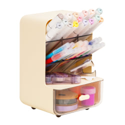 Mind Reader 6-Compartment Compact Craft Supply Organizer, 8-1/4"H x 5-1/4"W x 5-5/8"D, White, Total Qty 1