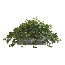Nearly Natural 20"H Puff Ivy Artificial Plant With Planter, 20"H x 40"W x 12"D, Gray/Red