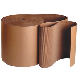 Partners Brand Single-Face Corrugated Roll, 4" x 250', Kraft