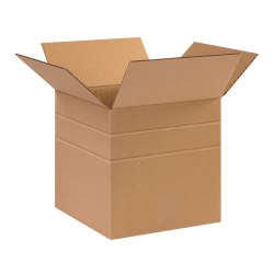 Partners Brand Multi-Depth Corrugated Boxes, 10" x 10" x 10", Scored 8", 6", Kraft, Pack Of 25