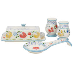 Gibson Elite Anaya 5-Piece Hand Painted Stoneware Table Accessory Set