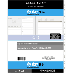 AT-A-GLANCE® 2-Page-Per-Day Daily Loose-Leaf Planner Refill, 8-1/2" x 11", January to December 2024, 491-225